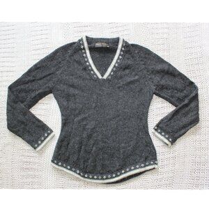 La Vicunita 100% Baby Alpaca Women's Sweater Grey Long Sleeves Small Peru Comfy